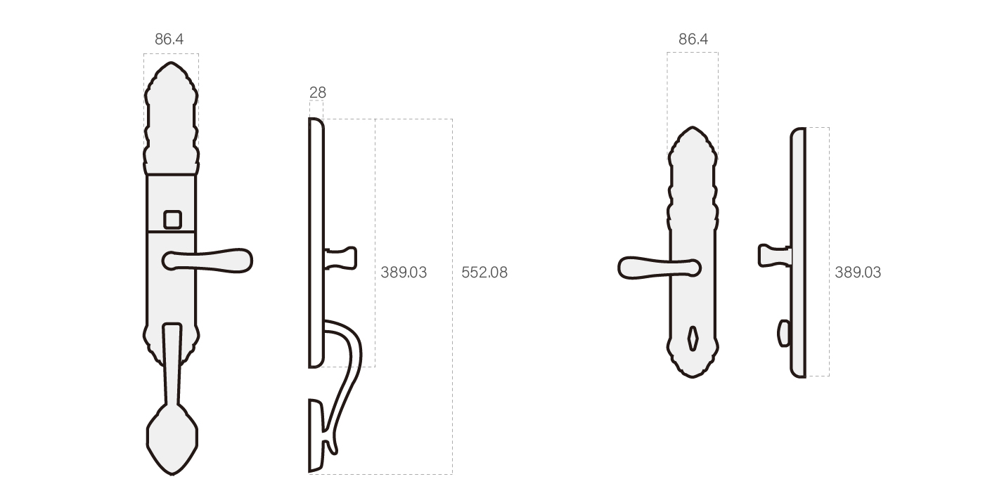 Diagramm des Luxus Design Fingerabdruck Verifizierter Zugang Elektronische Griff Schloss