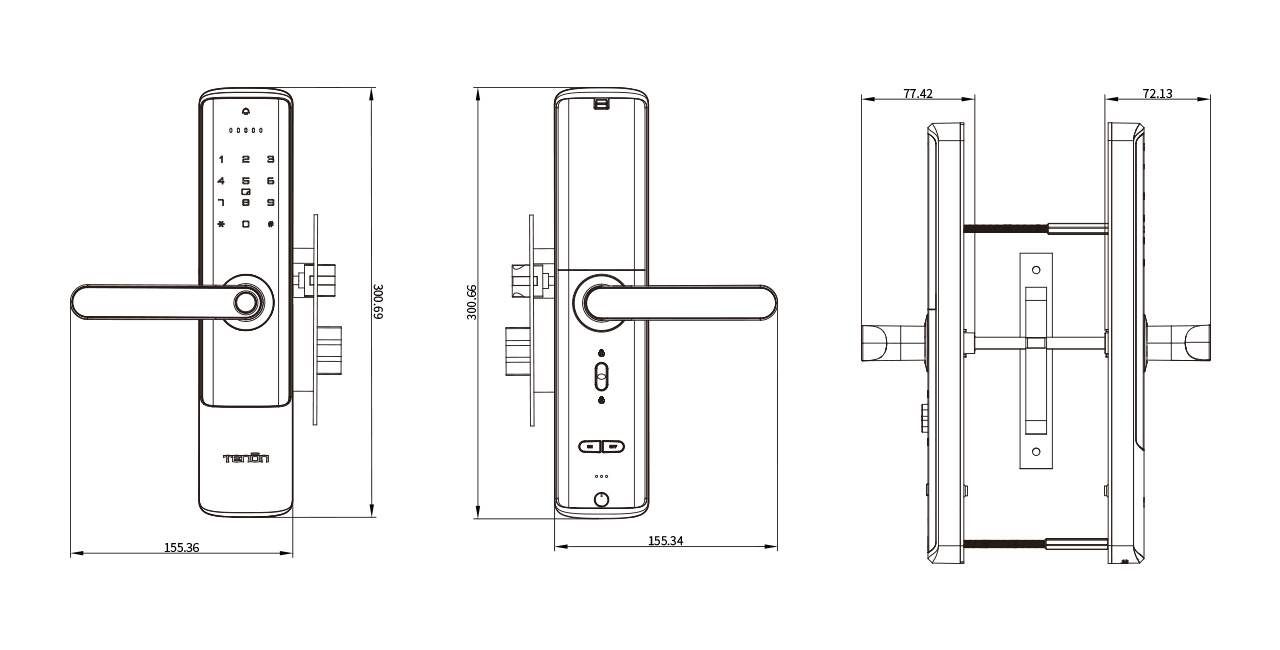 Diagramm der elektronischen Smartbell Minmalist Designs Smart Bluetooth Hebel Lock