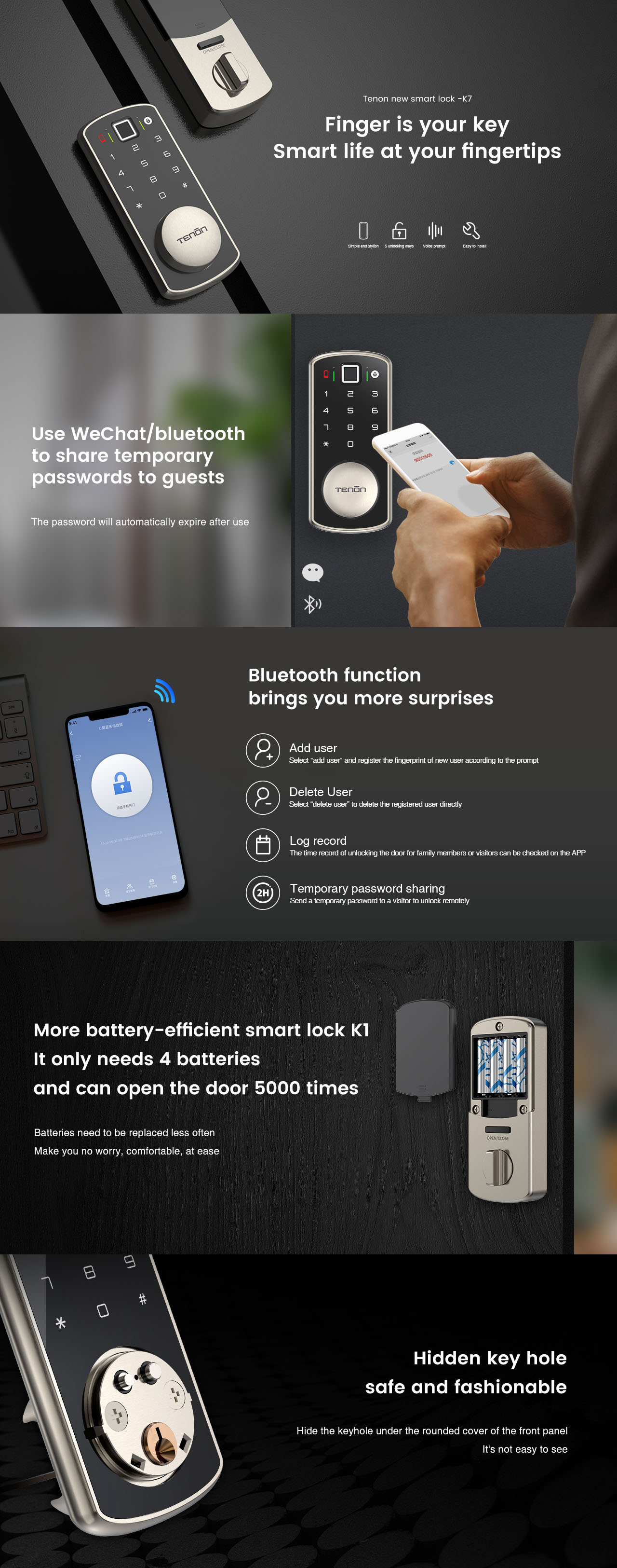 Details von Exquisite Design Full Glass Screen Bluetooth Smart Deadbolt Lock